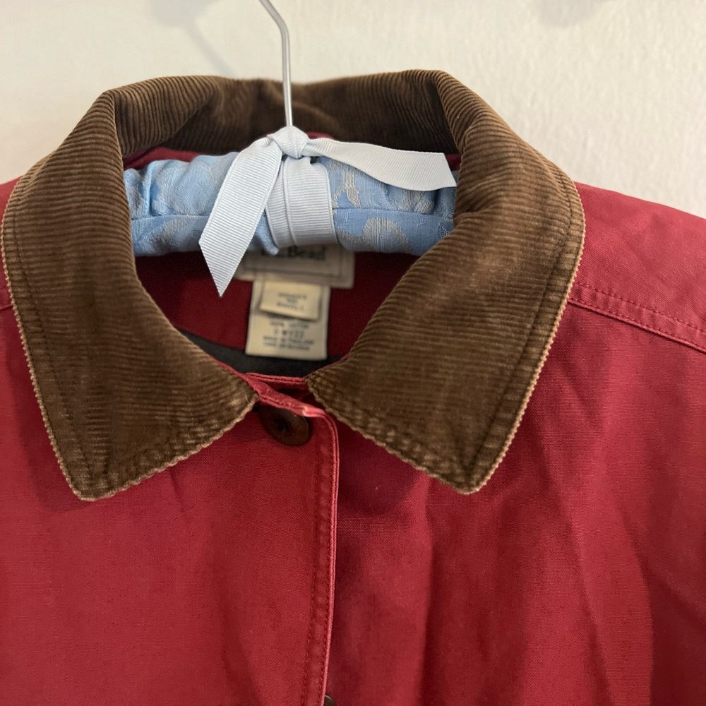 L.L. Bean Red Chore Jacket with Brown Corduroy Collar